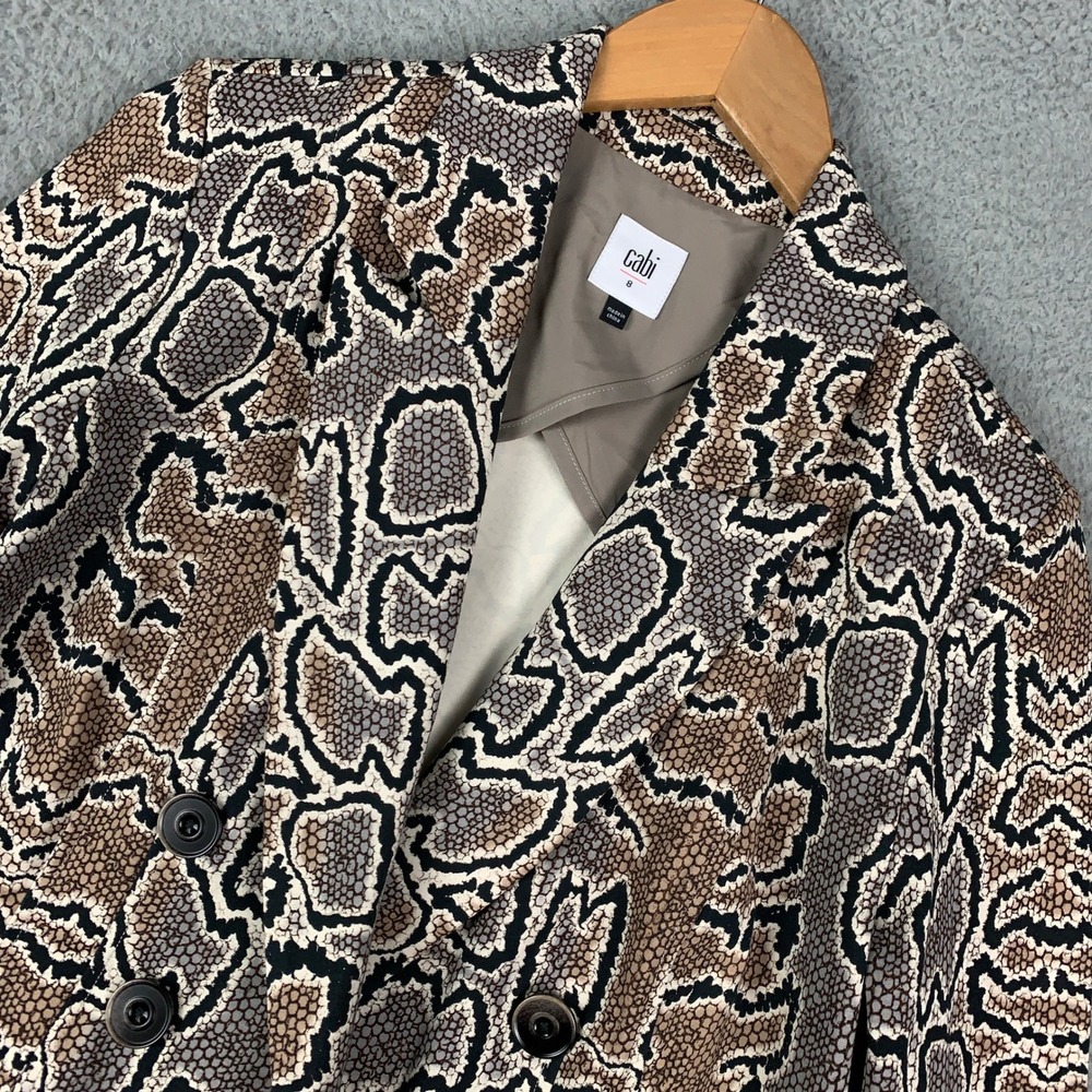 Cabi Python Blazer Womens 8 Brown Snakeskin Double Breasted Stretch Animal Print